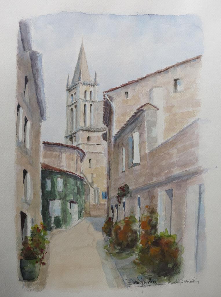 Matin à Saint-Emilion (aquarelle)
